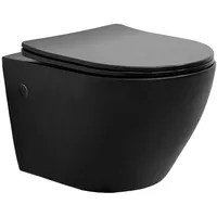ECD Germany Spülrandloses Hänge WC Schwarz Matt mit WC-Sitz