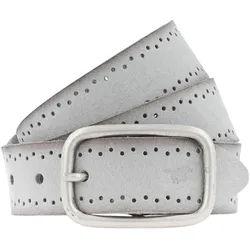 Ledergürtel MUSTANG, Damen, Gr. 75, grau, Rindsleder, gemustert, klassisch,feminin,modisch, Gürtel, Robustes, genarbtes Rindsleder mit Lochstanzung, 3,5 cm