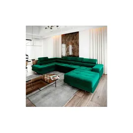 masseno Wohnlandschaft mit Schlaffunktion Casone ¦ grün ¦ Maße (cm): B: 345 H: 90