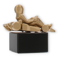 Pokal Metallfigur Go-Kart goldmetallic auf schwarzem Marmorsockel 12,5cm