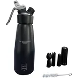 METRO Professional Sahnespender, Aluminium / Edelstahl, Ø 8 x 27 cm, 500 ml, schwarz