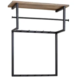 Wandgarderobe FineBuy Hakenleiste Holz Metall 60 cm Garderobe mit Ablage Flur