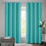 VEHEDE Thermovorhang Kälteschutz Schallschutz, Gardinen mit Ösen Vorhänge Wohnzimmer, Schallschutz Raumteiler Vorhang Thermo Vorhang gegen Kälte, H 229 x B 117 cm, Türkis, 2er Set Verdunklungsvorhänge