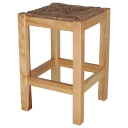 WellHome - Rustikale quadratische niedrige Bank aus Holz, lackiert 32,5x32,5x48,5 cm