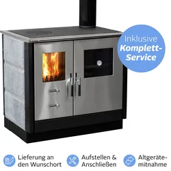 Festbrennstoffherd FIREFIX "»MAAS«", silberfarben, naturstein, Kaminöfen, Wunschort Lieferung