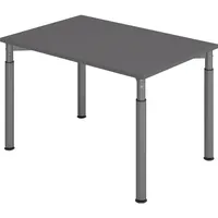 Hammerbacher YS12 höhenverstellbarer Schreibtisch grafit rechteckig, 4-Fuß-Gestell grau 120,0