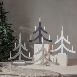 Star Trading Tischlampe, Kerzenleuchter Pagod, 5-flammig, Holz, weiß - Weiß