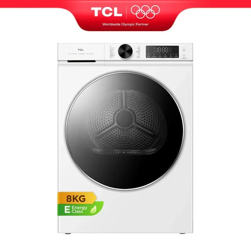 TCL DP4408WE1DE Wäschespinne, 8 kg, mit Eco-Wärmepumpe, 3D-DryingTM, 3-in-1-Filter, Warmluftstrom [Energieeffizienzklasse E]