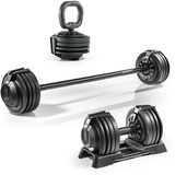 #DoYourFitness Multifunktionshantel Set von 3-24 kg | Verstellbar zu Kurz- & Langhantel und Kettlebell | Vielseitiges Training zu Hause | Ideal für Kraftaufbau und Ausdauer | Für effektives Workout