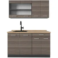 Vicco Küchenzeile R-Line 140 cm Edelgrau/Anthrazit