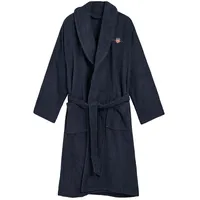 GANT Unisex Bademantel - ARCHIVE SHIELD TERRY ROBE, Schalkragen, Frottee, Bio-Baumwolle Dunkelblau L