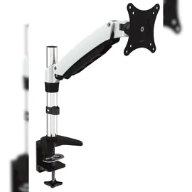 Jenimage FD120TK-Tischhalterung - 1 Monitor Neigen -90 bis +85 Grad Drehen 180 Grad Schwenken 360 Grad fuer 15 bis 27 Tisch/Bank Schwarz, Edelstahl, Weiß