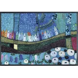 Wash+Dry Fußmatte, Stadt in Blau 75x120 cm, innen und außen, waschbar