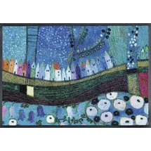 Wash+Dry Fußmatte, Stadt in Blau 75x120 cm, innen und außen, waschbar