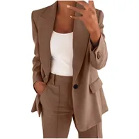 blazer damen kurz Hosenanzug Damen Elegant Festlich Blazer Zweiteiliges Hosenanzüge mit Knöpfen Business 2 Teiler Einfarbig Anzug Set Hohe Taille Anzughose Büro Freizeitanzug Große Größen Sakko - XXL