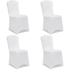 DEUBA Deuba® Stuhlhussen 4er Set Weiß Hochzeit Stretch Dehnbar 30°C Waschbar Stuhlbezug Hussen für Stühle Bezug Überzug Überzieher Cover Deko ohne Armlehne