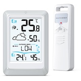 Brifit Wetterstation Funk mit Außensensor, Digital Thermometer Hygrometer Innen und Außen, Funkthermometer mit Wettervorhersage, Raumthermometer Hydrometer Feuchtigkeit mit Hintergrundbeleuchtung