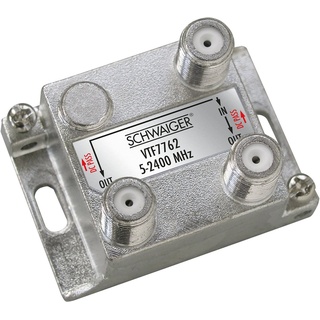 Schwaiger VTF7762 531 SAT-Verteiler 2-Fach digital BK-Verteiler 2-Wege Kabel-Führung SAT-Splitter 5-2400 MHz zweifach Satelliten-Verteiler 110dB SAT-TV DVB-S2 Kabel-Fernsehen