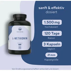 True Nature True Nature® L-Methionin Kapseln - Essentielle Aminosäure Vegan & Made in Germany 360 St