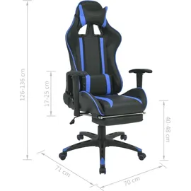 vidaXL Neigbarer Racing-Bürostuhl mit Fußstütze Blau Gaming