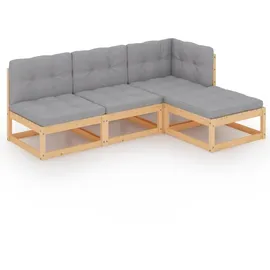 vidaXL Garten-Lounge-Set 4-tlg. grau
