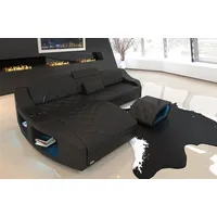 Sofa Dreams Ecksofa Swing L Form Leder, 4-Sitzer, opt. Bettfunktion, LED-Beleuchtung, Ottomane, USB-Anschluss schwarz