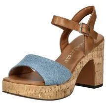 Marco Tozzi Damen Sandalen mit Absatz Plateausohle Verstellbarer Riemen, Blau (Jeans Comb), 40 EU - 40 EU