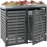 MCW 2er Mülltonnenverkleidung MCW-K14, Mülltonnenbox mit Pflanzkasten, 124x134x84cm WPC Edelstahl 79kg ~ anthrazit