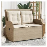 furnicato Gartenbank Verstellbar mit Kissen Beige Poly Rattan beige