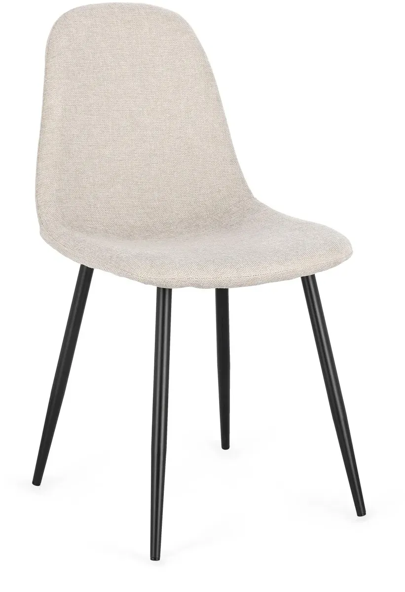 Esszimmerstuhl New Irelia 4er-Set aus Stoff, modern, gepolstert, Beige/Taupe, Metallgestell