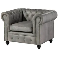 Massivmoebel24 Sessel Chesterfield Leder 105 x 75 x 82 cm Grau