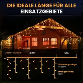 Gartenpirat LED-Eisregen-Lichterkette mit Flashing-Effekt Lichterkette LED warmweiß : 4,2 m 168 LED-Lichterkette außen innen Timer Flash-Effekt