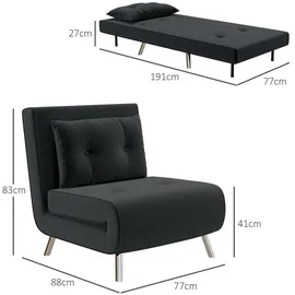 Homcom Schlafsessel, mit Bettfunktion, Einzelsofa mit Kissen, Samtoptik