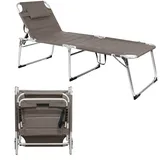 Alu Gartenliege XXL - taupe - Sonnenliege 150 Kg extra breit Relax Liege Strand