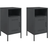 VidaXL Nachttische 2 Stk. Schwarz 36x39x68 cm Stahl