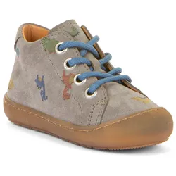 Lauflernschuh FRODDO "OLLIES S LACES", Kinder, Gr. 25, grau dino, Leder, bedruckt, klassisch, Schuhe, Barfußschuh, Kinderschuh mit herausnehmbarer Innensohle