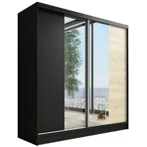 A&J MöbelLand Schiebetürenschrank DUO 200 x 215 x 59,5 cm Weiß/Schwarz