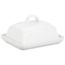 Testrut axentia 811175 Butterdose Porzellan, klassische Butterglocke für 250 g Butter, Butterbox für Haushalt und Küche, Butterschale mit Deckel und Griff, weiß,16 x 13 cm