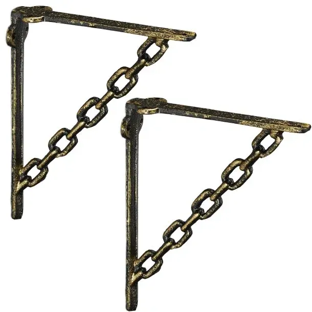 Relaxdays 10 x Regalwinkel Gusseisen Kette bronze Braun,Gold