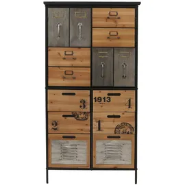 Mendler Apothekerkommode 136 x 73 x 35 cm natur / Silber