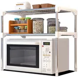 BAYLI Mikrowellenregal mit 2 Ebenen | Halter für Mikrowelle | Küchenregal | Tischorganizer [56 x 30 x 50 cm] | Mini Backofen Halterung | Küchengeräte Regal für kleine Küche, Arbeitsplatte | Standregal