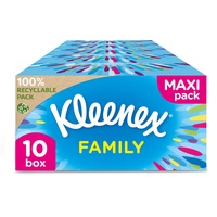 KLEENEX Family Stoffe - 1280 Taschentücher - 10 x 128 Stück - Geschenkbox, blau
