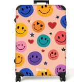 NoBoringSuitcases.com© Kinderkoffer Muster aus bunten Smiley-Gesichtern 77 cm - 98 L, 8 Rollen, Großer Reisetasche mit Rollen für 30kg, Kinderkoffer bunt 51.5 cm x 77 cm x 28 cm