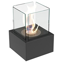 Kratki Tango 2 Ethanol-Kamin mit Verglasung, freistehender Echtfeuer-Kamin, Feuerlinie 7 cm, Maße in cm: B25 x H35,3 x T25 cm, Gewicht: 5,2 kg, Brennstoff: Bio-Ethanol