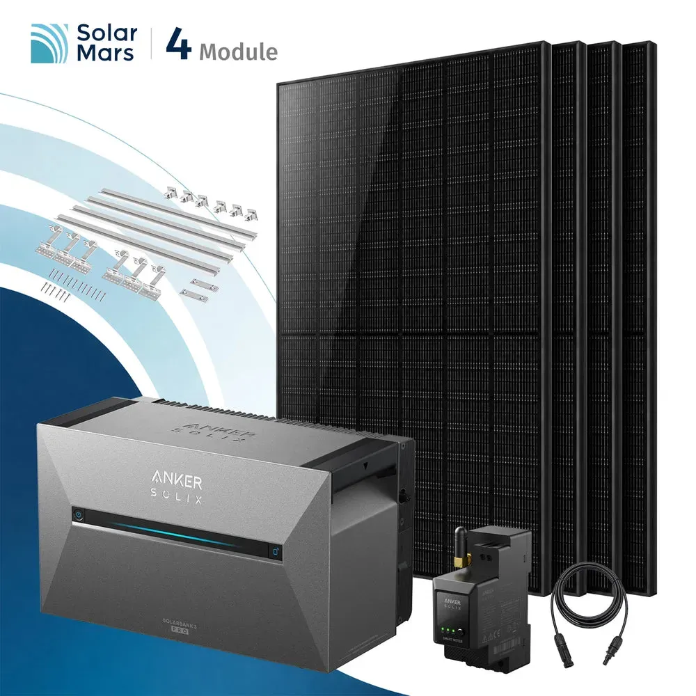 Balkonkraftwerk 2000 Watt mit Speicher Anker SOLIX Solarbank mit MC4 Solarkabel Set - 1x Solarbank E2700 PRO / Ohne Erweiterungsakku / Ziegeldach