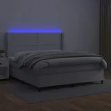 vidaXL Boxspringbett mit Matratze & LED Weiß 180x200 cm Kunstleder