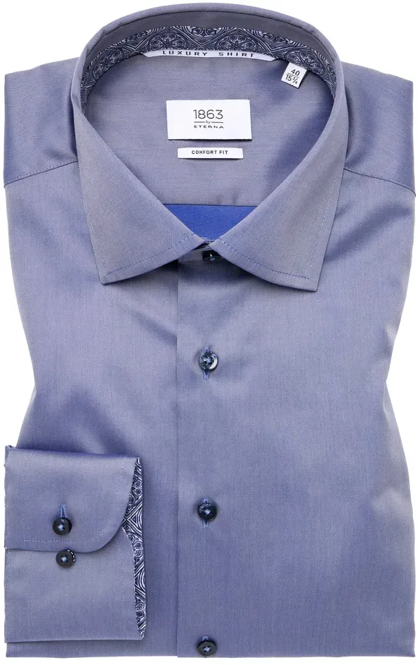 COMFORT FIT Luxury Shirt in stahlgrau unifarben