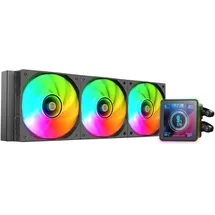 Mars Gaming ML-VISIONPRO360, AIO-Flüssigkeitskühlung, TDP 600W, 3x ARGB 120mm FDB-Lüfter Kupfer- und Aluminiumkern, 4” Abnehmbares Magnetisches IPS-LCD-Display, Opti-Chamber 3. Generation, Schwarz