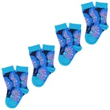 Unabux Freizeitsocken Prints 4-Paar Bunt Blau 16-18
