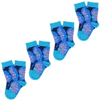 Unabux Freizeitsocken Prints 4-Paar Bunt Blau 16-18